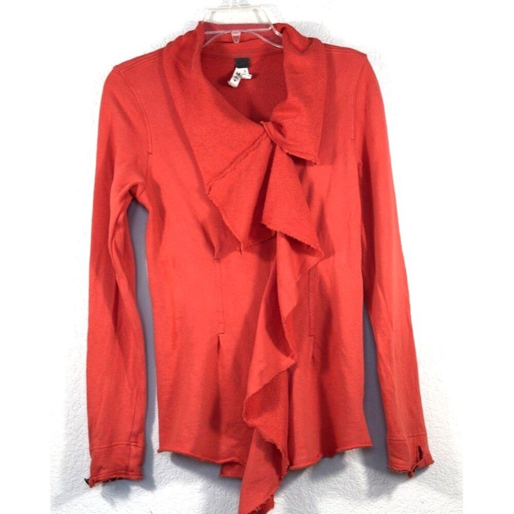 Free People We The Free Ebb & Flow Asymmetrical Zip Ruffle Sweater Size M Y2K